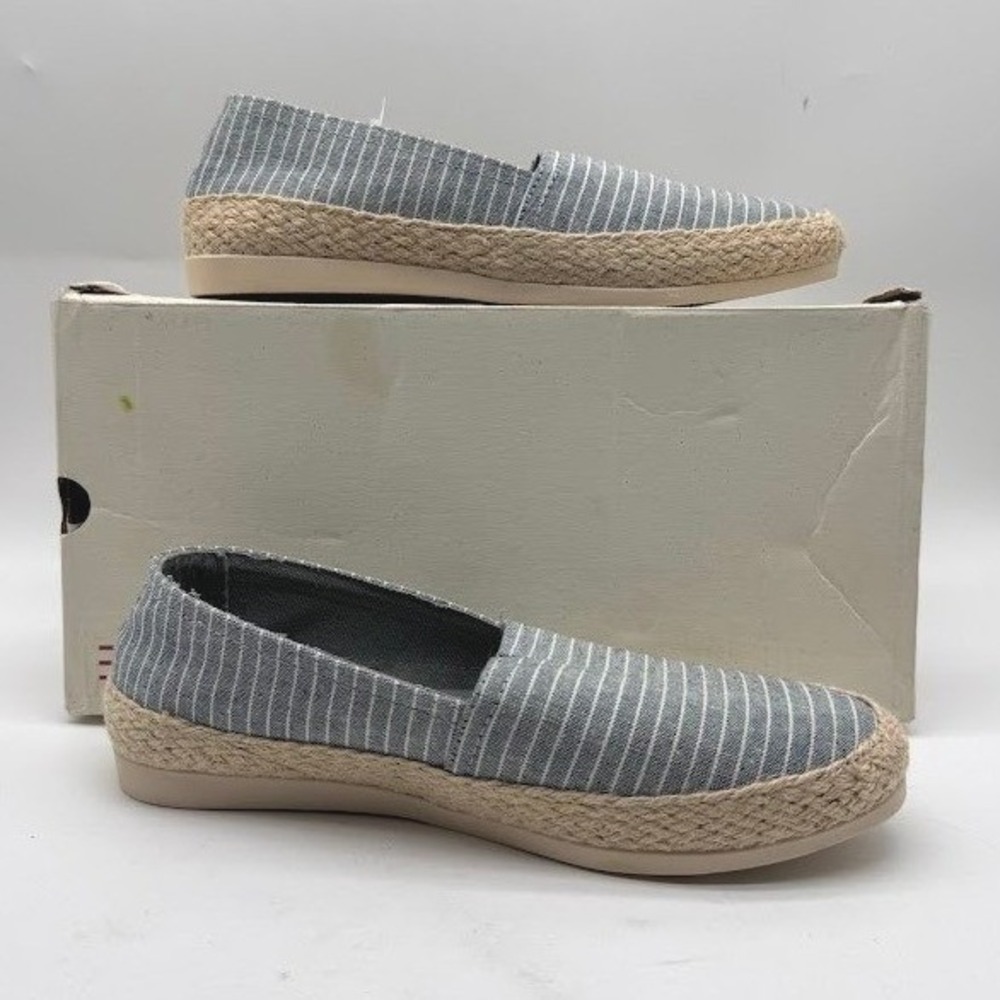 ESPRIT Ella Women Espadrille Slip On Blue Stripe Shoes E1ELL911 Size 6M NEW
